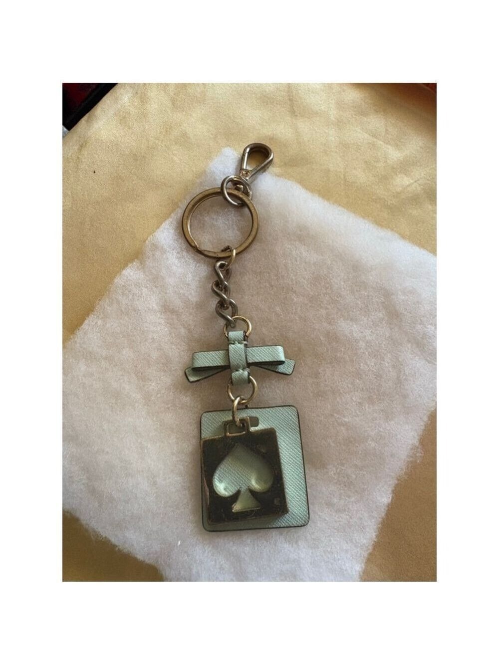 Kate Spade Light Blue Gold Spade Keychain One Size